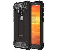 TECHGEAR Coque Moto E5 Play, [Tough Armoured] Coque Solide, Housse de Protection Antichoc Double Épaisseur Compatible pour Motorola Moto E5 Play - (Noir)