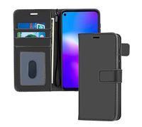 TECHGEAR Coque Moto G8 Power Étui en cuir, Housse Étui Portefeuille en Cuir avec Rabat de Protection, Fentes pour Cartes, Béquille et Dragonne, Faux Cuir PU Noir Compatible avec Motorola Moto G8 Power