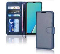 TECHGEAR Coque Oppo A9 / A5 2020 Étui Portefeuille en Cuir - Rabat de Protection Fentes pour Cartes Béquille et Dragonne Stand Fonction Faux Cuir PU Compatible avec Oppo A5 / A9 2020 - Bleu