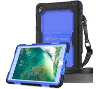 TECHGEAR Coque Vanguard pour iPad 9.7 (2018/2017) - Coque Rigide, Protection Anti-Choc avec Support Intégré et Bandoulière Amovible [Noir/Bleu] Compatible iPad 9.7 Pouces 5ème & 6ème Gén