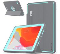 TECHGEAR D-Fence Coque pour iPad 10.2 2021/2020/2019 [9ème / 8ème / 7ème génération] Housse Étui Rigide, Protection Antichoc avec Support + Protection Écran Compatible avec iPad 10.2 [Aqua]