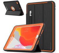 TECHGEAR D-Fence Coque pour iPad 10.2 2021/2020/2019 [9ème / 8ème / 7ème génération] Housse Étui Rigide, Protection Antichoc avec Support + Protection Écran Compatible avec iPad 10.2 [Orange]