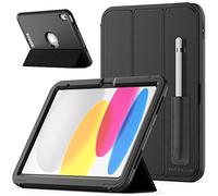 TECHGEAR D-Fence Coque pour iPad 11 2025, iPad 10 2022 (11e/10e Génération) Housse Étui Rigide, Protection Antichoc avec Support + Protection Écran Compatible avec Apple iPad 11 (A16) iPad 10 [Noir]