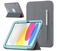 TECHGEAR D-Fence Coque pour iPad 11 2025, iPad 10 2022 (11e/10e Génération) Housse Étui Rigide, Protection Antichoc avec Support + Protection Écran Compatible avec Apple iPad 11 (A16) iPad 10 [Aqua]