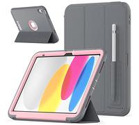 TECHGEAR D-Fence Coque pour iPad 11 2025, iPad 10 2022 (11e/10e Génération) Housse Étui Rigide, Protection Antichoc avec Support + Protection Écran Compatible avec Apple iPad 11 (A16) iPad 10 [Rose]