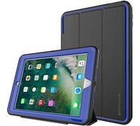 TECHGEAR D-Fence Étui pour iPad 9.7 (2017/2018) - Housse Coque Rigide, Protection Anti-Choc avec Support/Protection Écran Amovible Compatible pour iPad 9,7 5ème et 6ème gén [Noir/Bleu]