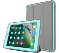 TECHGEAR D-Fence Étui pour iPad 9.7 (2017/2018) - Housse Coque Rigide, Protection Anti-Choc avec Support/Protection Écran Amovible Compatible pour iPad 9,7 5ème et 6ème gén [Gris/Aqua]