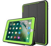 TECHGEAR D-Fence Étui pour iPad 9.7 (2017/2018) - Housse Coque Rigide, Protection Anti-Choc avec Support/Protection Écran Amovible Compatible pour iPad 9,7 5ème et 6ème gén [Noir/Vert]