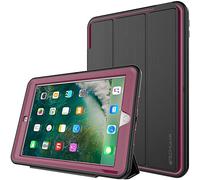 TECHGEAR D-Fence Étui pour iPad 9.7 (2017/2018) - Housse Coque Rigide, Protection Anti-Choc avec Support/Protection Écran Amovible Compatible pour iPad 9,7 5ème et 6ème gén [Noir/Rose]