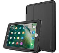 TECHGEAR D-Fence Étui pour iPad 9.7 (2017/2018) - Housse Coque Rigide, Protection Anti-Choc avec Support/Protection Écran Amovible Compatible pour iPad 9,7 5ème et 6ème gén [Noir Entier]