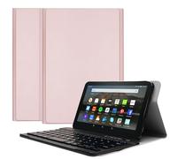 TECHGEAR Étui avec clavier pour Amazon Fire HD 8" 14e/12e génération 2024/2022 - Cuir synthétique, clavier QWERTY britannique amovible sans fil Bluetooth et support, étui avec clavier Amazon Fire HD 8