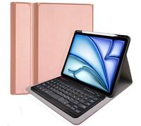 TECHGEAR Étui avec clavier pour Apple iPad Air 13" (M3 2025/M2 2024) [Strike Folio] Étui en cuir PU avec clavier QWERTY Bluetooth sans fil amovible et support (or rose)