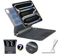TECHGEAR Étui avec clavier pour Apple iPad Pro 11" (M4) 2024/5ème génération, étui fin et magnétique flottant, pavé tactile multi-touch de précision, rétroéclairage 7 couleurs, coque Bluetooth avec