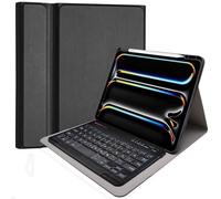 TECHGEAR Étui avec clavier pour Apple iPad Pro 13" (M4) 2024 [Strike Folio] Étui en cuir PU avec clavier QWERTY sans fil Bluetooth amovible et support (noir)