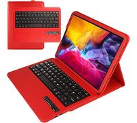 TECHGEAR Étui avec clavier pour iPad Pro 11" 2ème génération/2020 - Étui intelligent en cuir PU avec clavier QWERTY détachable et support [Étui Folio Strike ] Rouge