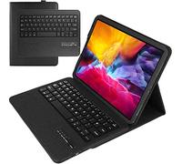 TECHGEAR Étui avec clavier pour iPad Pro 11" 2ème génération/2020 - Étui intelligent en cuir PU avec clavier QWERTY détachable et support [Étui Folio Strike ] Noir