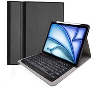 TECHGEAR Étui clavier pour Apple iPad Apple iPad Air 13" (M3 2025/M2 2024) [Strike Folio] Étui en cuir PU avec clavier QWERTY sans fil Bluetooth amovible et support (noir)