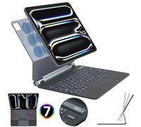 TECHGEAR Étui clavier pour Apple iPad Pro 13" (M4) 2024, étui fin et magnétique flottant, pavé tactile multi-touch de précision, rétroéclairage 7 couleurs, étui Bluetooth avec clavier QWERTY iPad Pro