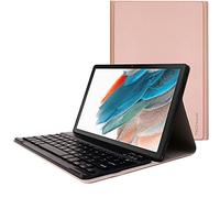 TECHGEAR Étui clavier pour Samsung Galaxy Tab A8 10,5" (SM-X200 / SM-X205) [Strike Folio] Étui en cuir PU avec clavier QWERTY Bluetooth sans fil amovible et support (or rose)