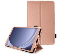 TECHGEAR Étui en Cuir pour Samsung Galaxy Tab A9 8,7 (SM-X110 / SM-X115) Étui Portefeuille Fin en Cuir PU de qualité supérieure avec dragonne [Or Rose]