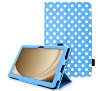 TECHGEAR Étui en Cuir pour Samsung Galaxy Tab A9 Plus 11 (SM-X210 / SM-X215) Premium PU Cuir Slim Folio Stand Smart Case Cover avec dragonne, Mise en Veille/réveil Automatique [Polka/Bleu Clair]