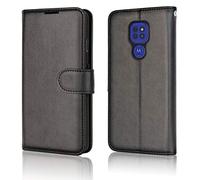 TECHGEAR Étui en PU Cuir, Housse Étui Portefeuille en Cuir avec Rabat de Protection Compatible avec Motorola Moto G9 Play, Fentes pour Cartes, Béquille et Dragonne, Noir