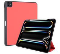 TECHGEAR Étui intelligent pour Apple iPad Pro 13" (M4) 2024, en similicuir PU, support à trois volets, protection des coins, fonction veille/réveil automatique et porte-crayon, rouge