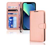 TECHGEAR Etui iPhone iPhone 14 Plus Portefeuille - Housse en Cuir avec Rabat de Protection, Fentes pour Cartes, Béquille et Dragonne, Cuir PU Rose Gold Compatible avec iPhone 14 Plus 6.7"