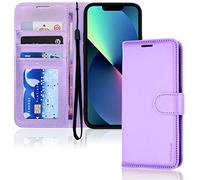 TECHGEAR Etui iPhone iPhone 14 Plus Portefeuille - Housse en Cuir avec Rabat de Protection, Fentes pour Cartes, Béquille et Dragonne, Cuir PU Violet Compatible avec iPhone 14 Plus 6.7"