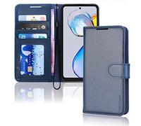 TECHGEAR Étui Moto E32 en Cuir, Housse Portefeuille en Cuir avec Rabat de Protection, Fentes pour Cartes, Béquille et Dragonne, Coque Faux Cuir PU Bleu Compatible avec Motorola Moto E32
