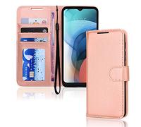 TECHGEAR Étui Moto E7i Power en cuir, Housse Portefeuille en Cuir avec Rabat de Protection, Fentes pour Cartes Béquille et Dragonne Coque Faux Cuir PU Rose Gold Compatible avec Motorola Moto E7i Power