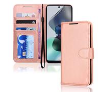 TECHGEAR Étui Moto G13 / Moto G23 en Cuir, Housse Portefeuille avec Rabat de Protection, Fentes pour Cartes Béquille et Dragonne, Coque Faux Cuir PU Rose Gold Compatible avec Motorola Moto G13 / G23