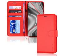 TECHGEAR Étui portefeuille à rabat pour Galaxy S25 Plus [blocage RFID] Porte-cartes, support et dragonne, cuir synthétique rouge avec fermeture magnétique pour Samsung Galaxy S25+ 5G