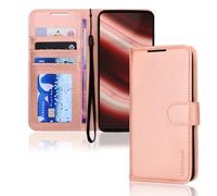 TECHGEAR Étui Portefeuille en Cuir for Nothing Phone 2a, étui de Protection pour Flip Book [Blocage RFID] avec Porte-Cartes, Support et Bracelet - Cuir PU doré Rose avec Fermeture magnétique