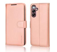 TECHGEAR Etui Portefeuille en Cuir Galaxy A14 5G, Housse Flip Protect avec Porte-Cartes Portefeuille, Support et Dragonne - Cuir PU Or Rose avec Fermeture Magnétique Conçu pour Samsung A14 5G