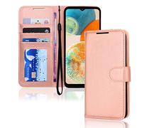 TECHGEAR Etui Portefeuille en Cuir Galaxy A23 5G, Housse Flip Protect avec Porte-Cartes Portefeuille, Support et Dragonne - Cuir PU Or Rose avec Fermeture Magnétique Conçu pour Samsung A23 5G
