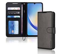 TECHGEAR Étui Portefeuille en Cuir Galaxy A34 5G, Housse de Protection à Rabat avec Porte-Carte Portefeuille, Support et dragonne - Cuir PU Noir avec Fermeture magnétique conçu pour Samsung A34 5G