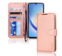 TECHGEAR Etui Portefeuille en Cuir Galaxy A34 5G, Housse Flip Protect avec Porte-Cartes Portefeuille, Support et Dragonne - Cuir PU Or Rose avec Fermeture Magnétique Conçu pour Samsung A34 5G
