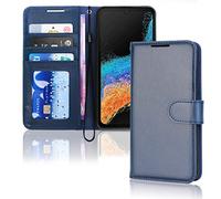 TECHGEAR Étui Portefeuille en Cuir Galaxy XCover 6 Pro, Housse de Protection à Rabat avec Porte-Carte Portefeuille, Support et dragonne, Bleu Cuir PU conçu pour Samsung XCover 6 Pro