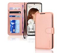TECHGEAR Etui Portefeuille en Cuir Google Pixel 7, Housse Flip Protect avec Porte-Cartes Portefeuille, Support et Dragonne - Cuir PU Or Rose avec Fermeture Magnétique Conçu pour Google Pixel 7