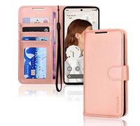 TECHGEAR Etui Portefeuille en Cuir Google Pixel 7 Pro, Housse Flip Protect avec Porte-Cartes, Support et Dragonne - Cuir PU Or Rose avec Fermeture Magnétique Conçu pour Google Pixel 7 Pro