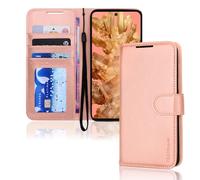 TECHGEAR Etui Portefeuille en Cuir Google Pixel 8, Housse Flip Protect avec Porte-Cartes Portefeuille, Support et Dragonne - Cuir PU Or Rose avec Fermeture Magnétique Conçu pour Google Pixel 8