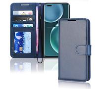 TECHGEAR Étui Portefeuille en Cuir Honor Magic 4 Pro 5G, Housse de Protection à Rabat avec Porte-Carte, Support et dragonne - Cuir PU Bleu avec Fermeture magnétique conçu pour Honor Magic 4 Pro