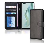 TECHGEAR Étui Portefeuille en Cuir Honor Magic 5 Lite 5G, Housse de Protection à Rabat avec Porte-Carte, Support et dragonne - Cuir PU Noir avec Fermeture magnétique conçu pour Honor Magic 5 Lite