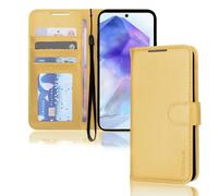 TECHGEAR Étui Portefeuille en Cuir pour Galaxy A55 5G, étui de Protection à Rabat [Blocage RFID] avec Porte-Cartes, support et dragonne - Cuir PU Jaune avec Fermeture magnétique pour Samsung A55 5G
