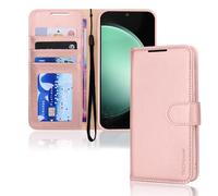 TECHGEAR Étui Portefeuille en Cuir pour Galaxy S23 FE, étui de Protection à Rabat avec Porte-Cartes, Support et dragonne - Cuir PU Rose avec Fermeture magnétique conçu pour Samsung Galaxy S23 FE 5G