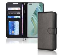 TECHGEAR Étui Portefeuille en Cuir pour Honor Magic 5 Pro 5G, étui de Protection à Rabat avec Porte-Cartes, Support et dragonne - Cuir PU Noir avec Fermeture magnétique pour Honor Magic 5 Pro 5G