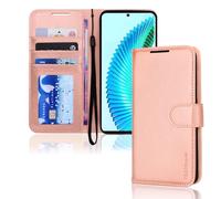 TECHGEAR Étui Portefeuille en Cuir pour Honor Magic 6 Lite 5G, étui de Protection à Rabat [Blocage RFID] avec Porte-Cartes, Support et Bracelet - Cuir PU doré Rose avec Fermeture magnétique