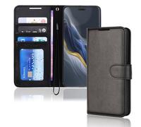 TECHGEAR Étui Portefeuille en Cuir pour Honor Magic 6 Pro 5G, étui de Protection à Rabat [Blocage RFID] avec Porte-Cartes, Support et Bracelet - Cuir PU Noir avec Fermeture magnétique