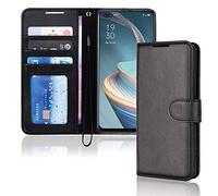 TECHGEAR Étui Portefeuille en Cuir pour Oppo Reno 4Z 5G - Housse de Protection avec Rabat, Fentes pour Cartes, Béquille et Dragonne - Compatible avec Oppo Reno4 Z 5G